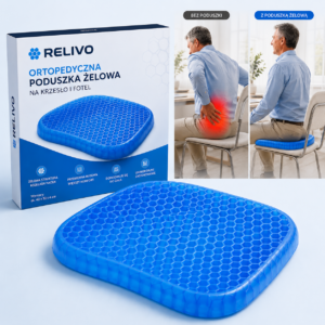 Relivo – Duża Ortopedyczna Przewiewna Poduszka Żelowa do Siedzenia na Długo 40 × 33 cm